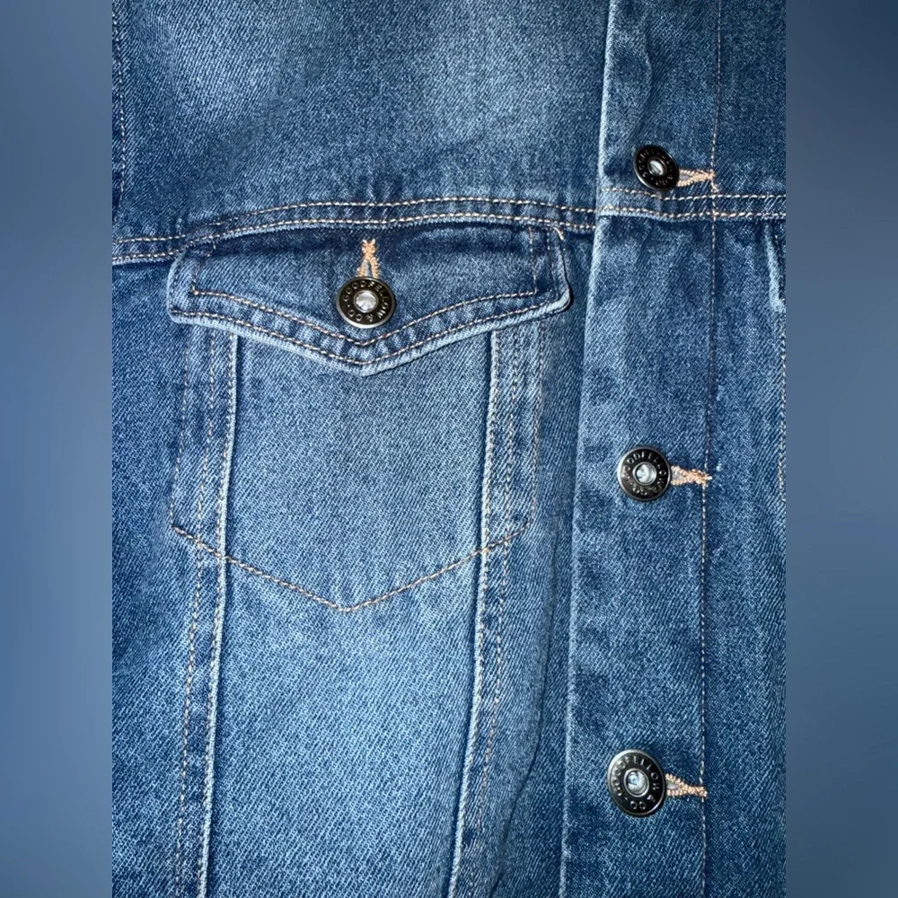 Goodfellow & Co Blue Denim Jacket with Tan Collar and Lining - Picture 2 of 14